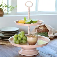 Chic Antique Etagere mit 2 Ablagen 32.5 cm, Rosa - Produkttyp: Etagere - Materialtyp: Metall - Material: Eisen - Detailfarbe: Rosa - Anzahl Etagen: 2 × - Stapelbar: Nein