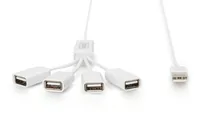 DIGITUS USB-Hub 4-Port 2.0->4xA2.0 integr. Kabel weiß