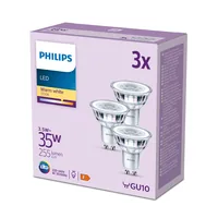Philips Lampe LEDClassic 35W GU10 WW 36D ND 3CT/6 EC Warmweiss (WW) - Energieeffizienzklasse EnEV 2020: F - Lampensockel: GU10 - Farbtemperatur Kelvin: 2700 K - Gesamtleistung: 3.5 W - Dimmbar: nicht dimmbar - Zusätzliche Ausstattung: EyeComfort
