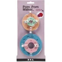 Creativ Company Pompon-Schablone 3.5 + 5.5 + 7 + 9 cm 4 Stück - Material: Kunststoff - Detailfarbe: Orange - Mint - Pink - Blau