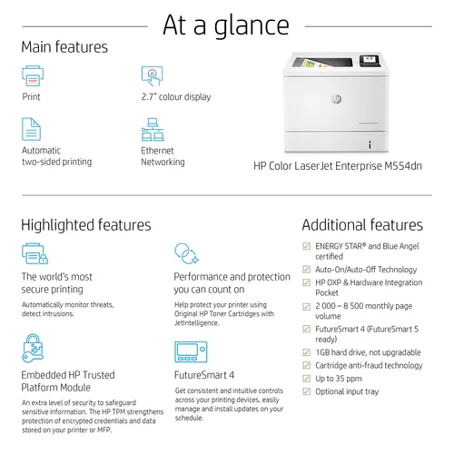 HP Color LaserJet Enterprise M554dn Printer series 1200 x 1200 DPI A4