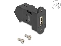DeLOCK USB 2.0 Type-A panel mount female to Type-A female 45° angled black