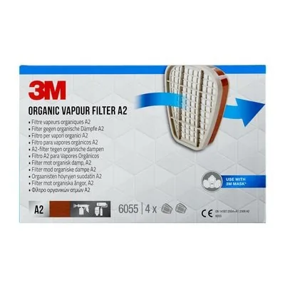 3M Ersatzfilter 6055 A2 für Serie 6000 & 7000, 1 Paar - Maskentyp: Ersatzfilter - Grösse: Universalgrösse - Schutzklasse: A2 - Detailfarbe: Weiss