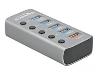 Delock USB 3.2 Gen 1 Hub mit 4 Ports + 1 Schnellladeport mit Schalter