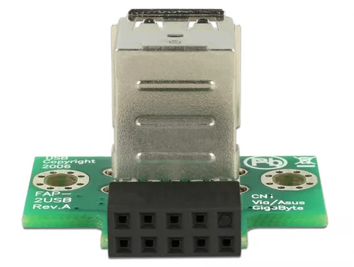 Delock USB 2.0 Adapter USB-A Buchse – USB-Pinheader gerade - USB Standard: 2.0 (480 Mbps) - Winkelstecker: Nein - Steckertyp Seite B: USB-Pinheader - Besondere Eigenschaften: Keine - Steckertyp Seite A: USB-A Buchse