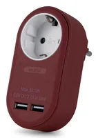 Entac Steckdosenadapter 2x USB-A burgundy