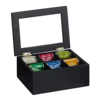Relaxdays 10047508 tea box Acrylic, Bamboo