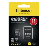 INTENSO Micro SDHC Card PRO 32GB 3433480 with adapter, UHS-I