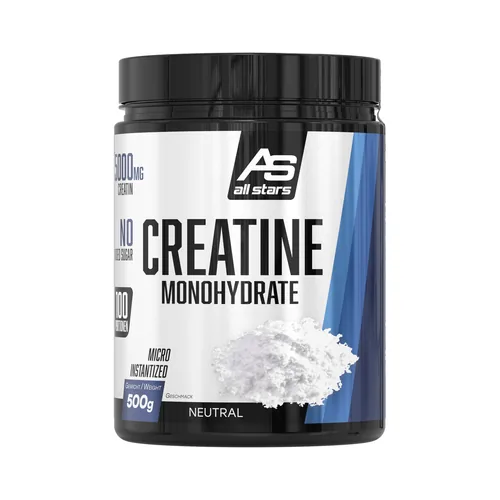 All Stars Pulver Creatin Monohydrat Neutral 500 g - Produktionsland: Deutschland - Anwendungszweck: Energie - Einnahme: Nach Aktivität - Vor Aktivität - Nachhaltigkeit: Nicht angegeben - Gewicht pro Einheit: 500 g - Produkttyp: Kreatinmonohydrat-Pulver