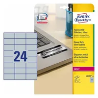 Avery Zweckform Typenschild-Etiketten 70 x 37 mm, 20 Blatt - Klebehaftung: Stark haftend - Drucker Kompatibilität: Laser - Anzahl Blatt: 20 × - Papierformat: A4 - Anzahl Etiketten: 480 - Etikettengrösse: 70 x 37 mm