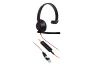 HP Poly Blackwire 5210 Monaural USB-C Headset +3.5mm Plug +USB-C/A Adapter Avec fil Arceau Bureau/Centre d'appels USB Type-C Noir