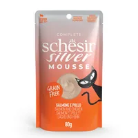 Schesir Nassfutter Silver Senior Mousse Lachs und Huhn, 80 g - Tierbedürfnis: Kein besonderes Bedürfnis - Geschmacksrichtung: Fisch - Geflügel - Zertifikate: Keine Zertifizierung - Fleischsorte: Huhn - Lachs - Packungsgrösse: 80 g - Futtereigenschaft: Get
