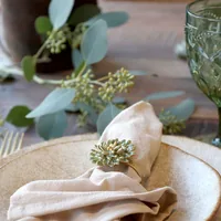 Chic Antique Serviettenring Fleur Grün/Gold - Produkttyp: Serviettenring - Material: Zink - Detailfarbe: Gold - Grün