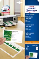 Avery Zweckform Visitenkarten-Etiketten 85 x 54 mm, 200 g/m² 100 Stück - Klebehaftung: Keine - Drucker Kompatibilität: Inkjet - Laser - Anzahl Blatt: 10 × - Papierformat: A4 - Anzahl Etiketten: 100 - Etikettengrösse: 85 x 54 mm