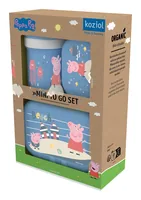 Koziol Lunchbox-Set PEPPA PIG WAVES TO GO Blau - Materialtyp: Biokunststoff - Unterteilungsmöglichkeit: Ja - Material: Biozirkulärer Kunststoff - Detailfarbe: Blau - Spülmaschinenfest: Ja - Set: Ja