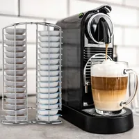 relaxdays Kapselspender Tassimo für 32 Kapseln, Silber - Detailfarbe: Silber - Fassungsvermögen: 32 Stück - Material: Metall