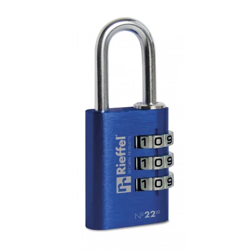 RIEFFEL SWITZERLAND Zahlenschloss Nr.22 20mm A10517 blau