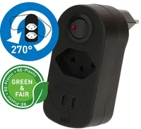 Max Hauri Mehrfachstecker Adapt 1x Typ 13, 2x USB-C/C, 20 W - Detailfarbe: Schwarz - Schalter: Ja - Steckdosenanzahl: 1 - Ausstattung: 2x USB-C - Steckdose T13 - Kinderschutz: Nein