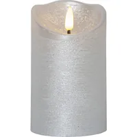 Star Trading LED-Kerze Flamme Rustic, Ø 7.5 x 12.5 cm, Silber - Betriebsart: Batteriebetrieb - Fernbedienung: Nein - Aussenanwendung: Nein - Höhe: 12.5 cm - Timerfunktion: Ja - Set: Nein