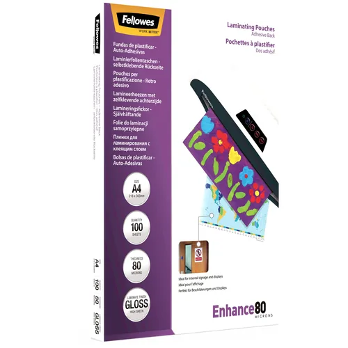 FELLOWES Laminiertasche A4 5302202 glanz, 80my selbstkl. 100 Stk