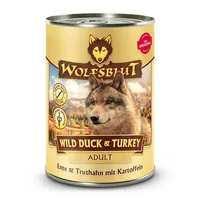Wolfsblut Nassfutter Dog Wild Duck & Turkey, 395 g - Tierbedürfnis: Kein besonderes Bedürfnis - Geschmacksrichtung: Geflügel - Zertifikate: Keine Zertifizierung - Fleischsorte: Truthahn - Ente - Packungsgrösse: 395 g - Futtereigenschaft: Getreidefrei - Oh
