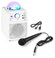 Vonyx Lautsprecher SBS50W Karaoke Speaker Weiss - Lautsprecher Kategorie: Aktiv - Bauweise: Multifunktionsbox - Eigenschaften: Fernbedienbar - Bluetooth Audio Streaming - Akkubetrieb - Integrierter Lichteffekt - Mikrofoneingang - Bestückung: Andere
