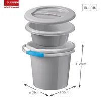Sigma Home Putzeimer Water-Line 3-teilig 12 l, Grau - Ausstattung Putzeimer: Tragegriff - Volumen: 12 l - Detailfarbe: Grau - Material: Kunststoff