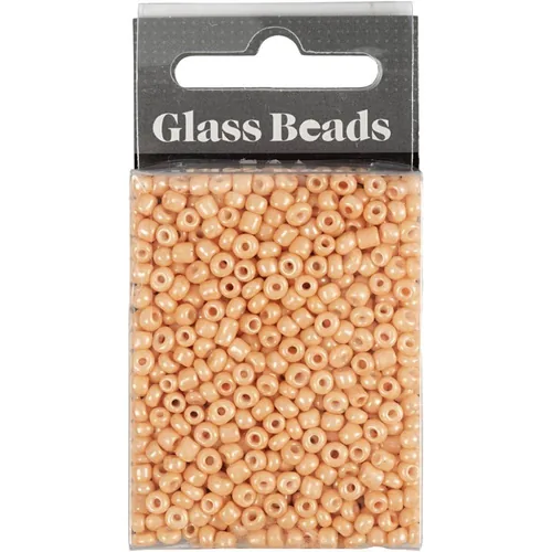 Creativ Company Rocailles-Perlen Glasperlen Pflaume - Packungsgrösse: 1 Stück - Durchmesser: 3 mm - Detailfarbe: Hellorange - Perlenart: Rocailles