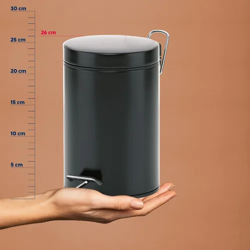 Kela Kosmetikeimer Monaco 3 l, Schwarz - Fassungsvermögen: 3 l - Höhe: 26 cm - Anzahl Behälter: 1 - Detailfarbe: Schwarz - Form: Rund - Material: Metall