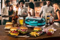 Ariete Hamburger-Grill Party Time ARI-205-BL 1200 W, Blau - Produkttyp: Hamburger-Grill - Höhenverstellbar: Nein - Detailfarbe: Blau - Leistung: 1200 W - Temperatur einstellbar: Nein - Anzahl unterschiedliche Grillplatten: 2