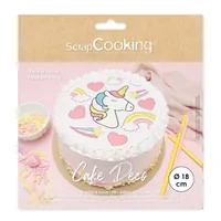 ScrapCooking Tortenaufleger Einhorn D18 cm - Zertifikate: Keine Zertifizierung - Packungsgrösse: 45 g - Nährwertangabe pro: 100 g - Energiegehalt (in kcal): 407 Kcal - Energiegehalt (in kj): 0 KJ - Fett: 6.8 g