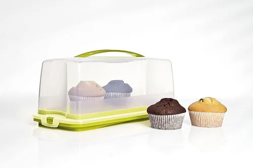 Rotho Cakebutler Fresh Grün/Transparent - Produkttyp: Cakebutler - Materialtyp: Kunststoff - Material: Polypropylen (PP) - Detailfarbe: Transparent - Grün - Anzahl Etagen: 1 × - Stapelbar: Nein