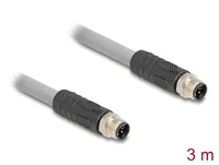 Delock M12 Kabel L-kodiert 5 Pin Stecker zu Stecker PUR schleppkettentauglich 3 m grau
