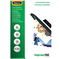 Fellowes Laminierfolie A3, 100 µm, 100 Stück, Glänzend - Mediengewicht: 100 µm - Folien Anwendungsbereich: Heisslamination - Folien Effekt: Glänzend - Papierformat: A3 - Zubehörtyp: Laminierfolie