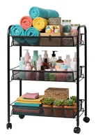 relaxdays Rollwagen mit 3 Ebenen 62,5 x 43,5 x 26 cm - Tiefe: 26 cm - Breite: 43.5 cm - Höhe: 62.5 cm - Detailmaterial: Kunststoff - Stahl - Grundmaterial: Kunststoff - Metall