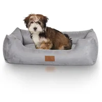 Knuffelwuff Hunde-Bett Dreamline Velour, M-L, 85 x 63 cm, Grau - Breite: 63 cm - Länge: 85 cm - Detailfarbe: Grau - Tierart: Hund - Produkttyp: Bett