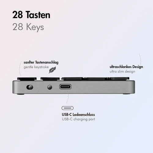 Logilink Wireless 28-Tasten-Keypad BT 5.0, space-grau