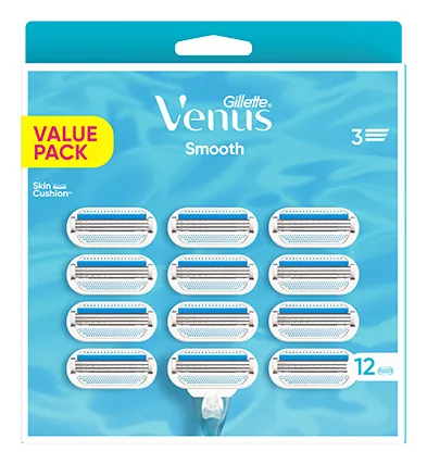 Gillette Venus Rasierklingen Smooth 12 Stück - Verpackungseinheit: 12 Stück - Besonderheiten: Keine - Natürlich Leben: Keine Besonderheiten