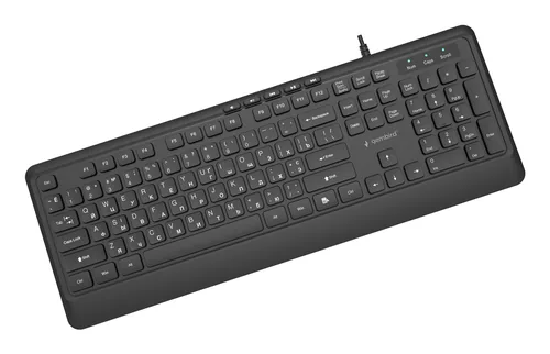 Gembird KB-MCH-05-CYRL Slim wired multimedia keyboard, black, RU layout