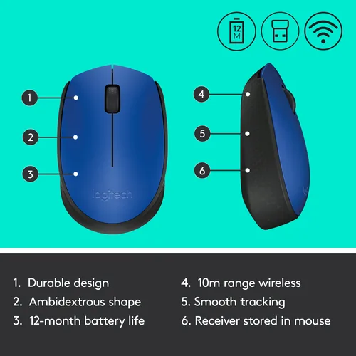 Logitech Mouse M171 Wireless Blue