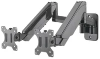 Manhattan Dual Wall Mount for TV & Monitors (Full Motion Gas Spring), For screens 17" to 32", VESA compatibility: 75x75mm and 100x100mm - check the dimensions of the four mounting holes on back of screen to ensure it fits, Max 8kg each, Black, Bracket