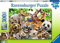 Ravensburger Puzzle Bitte lächeln! 300 XXL Teile - Motiv: Tiere - Altersempfehlung ab: 9 Jahren - Tiefe: 3.7 cm - Breite: 33.5 cm - Effekte: Grosse Puzzleteile - Nachhaltigkeit: FSC®