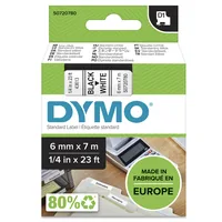 DYMO Beschriftungsband D1 Schwarz auf Weiss - Breite: 6 mm - Länge: 7 m - Schriftfarbe: Schwarz - Bandfarbe: Weiss - Material: Textil - Materialeigenschaften: Keine