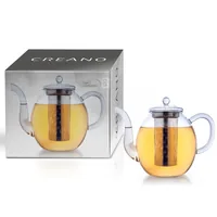 Creano Teekanne 1.5 l, Transparent - Material: Borosilikatglas - Detailfarbe: Transparent - Filtertyp: Edelstahlfilter - Fassungsvermögen: 1.5 l - Kompatible Kochfelder: Manuell - nicht für Kochfelder