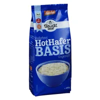 Bauck Mühle Müesli Bio Demeter Hot Hafer Basis glutenfrei 400 g - Produkttyp: Getreide - Nährwertangabe pro: 100 g - Energiegehalt (in kj): 1560 KJ - Energiegehalt (in kcal): 370 Kcal - Fett: 6.7 g - Davon gesättigte Fettsäuren: 1.1 g