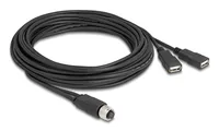 Delock M12 Kabel A-kodiert 8 Pin Buchse zu 2 x USB 2.0 Typ-A Buchse 5 m schwarz