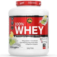 All Stars Pulver Whey Protein 100% Lemon-Lime-Cheesecake 2270 g - Produktionsland: Deutschland - Anwendungszweck: Muskelaufbau - Regeneration - Einnahme: Nach Aktivität - Vor Aktivität - Nachhaltigkeit: Nicht angegeben - Gewicht pro Einheit: 2270 g - Prod