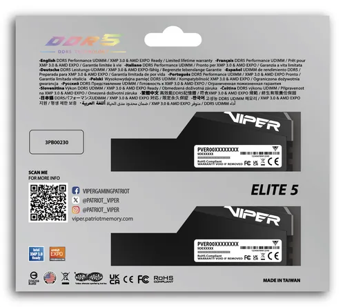 Patriot Gaming RAM Viper Elite 5 Ultra - 32 GB (2 x 16 GB Kit) - DDR5 6000 DIMM CL28