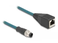 Delock M12 Adapterkabel A-kodiert 8 Pin Stecker zu RJ45 Buchse 50 cm