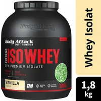 Body Attack Pulver Extreme Iso Whey Professional Erdbeere 1800 g - Produktionsland: Deutschland - Anwendungszweck: Muskelaufbau - Kraft - Gewichtsreduktion - Einnahme: Nach Aktivität - Vor Aktivität - Gewicht pro Einheit: 1800 g - Verpackungseinheit: 1 St